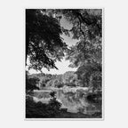 Black and white framed print of an Upstate NY summer lake scene from the My Store Travel Collection, Studio Edition.
