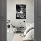 Framed black and white print of a summer lake in Upstate NY, part of the My Store travel collection, studio edition holiday series.