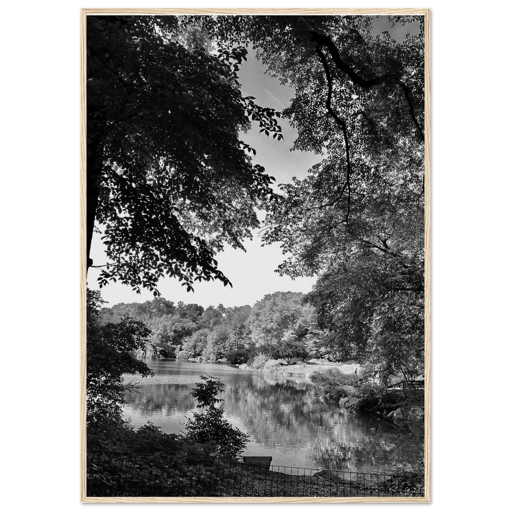 Black and white framed print of a summer lake in Upstate NY, from the My Store travel collection, studio edition.
