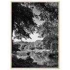 Black and white framed print of a summer lake in Upstate NY from the My Store travel collection, Studio Edition Black & White Series.