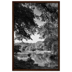 Black and white framed print of Upstate NY summer lake scene from the Travel Collection, Studio Edition, perfect for home decor.
