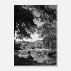 Black and white framed print of a serene summer lake in Upstate New York, part of the My Store travel collection.
