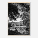 Black and white framed print of an Upstate NY summer lake scene from the My Store Travel Collection, Studio Edition.