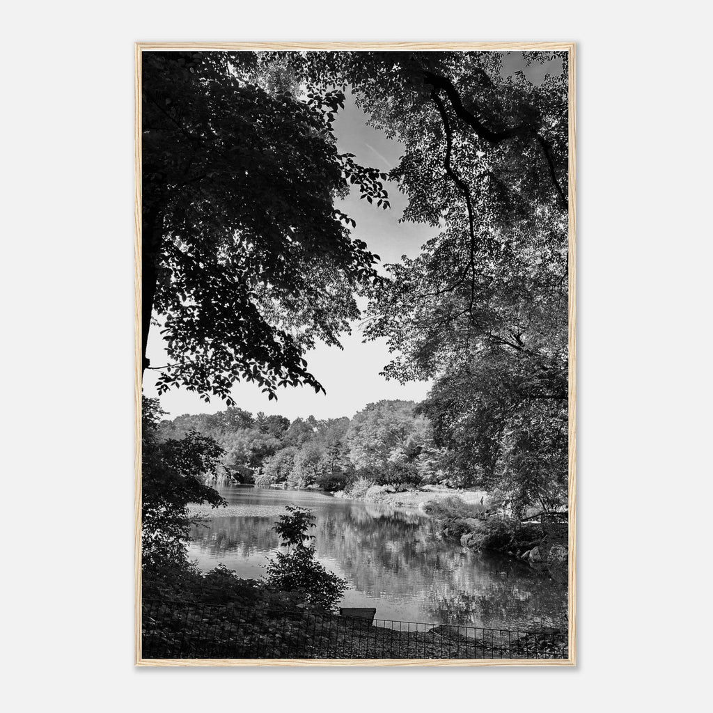 Black and white framed print of a summer lake scene in Upstate NY, part of the My Store Travel Collection Studio Edition series.