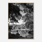 Black and white framed print of a summer lake scene in Upstate NY, part of the My Store Travel Collection Studio Edition series.
