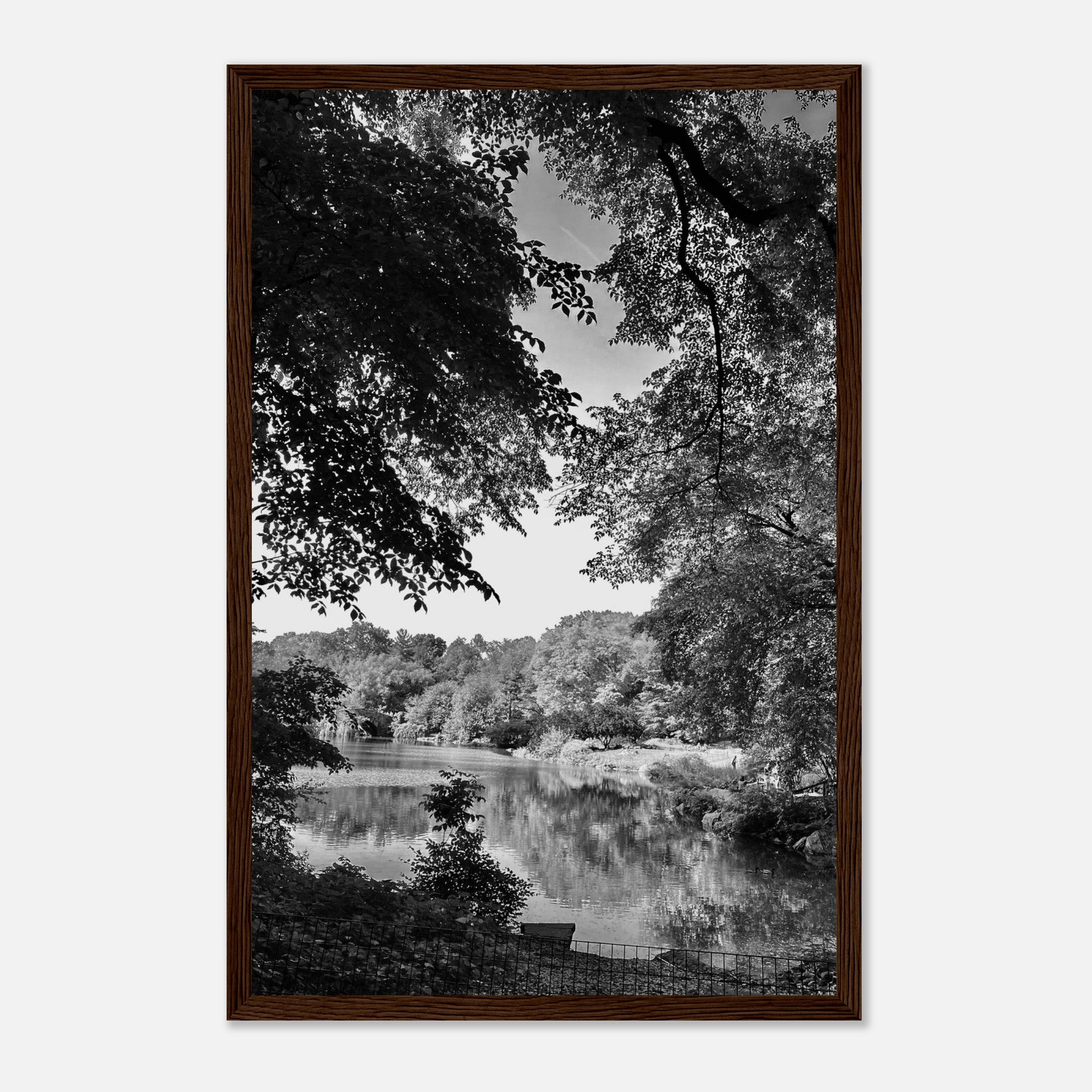 Framed black and white print of Upstate NY summer lake scene, part of My Store's travel collection studio edition.