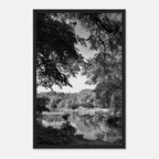 Black and white framed print of Upstate NY summer lake scene from the Travel Collection Studio Edition by My Store.