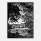 Black and white framed poster of Upstate NY summer lake scene from the My Store Travel Collection Studio Edition.