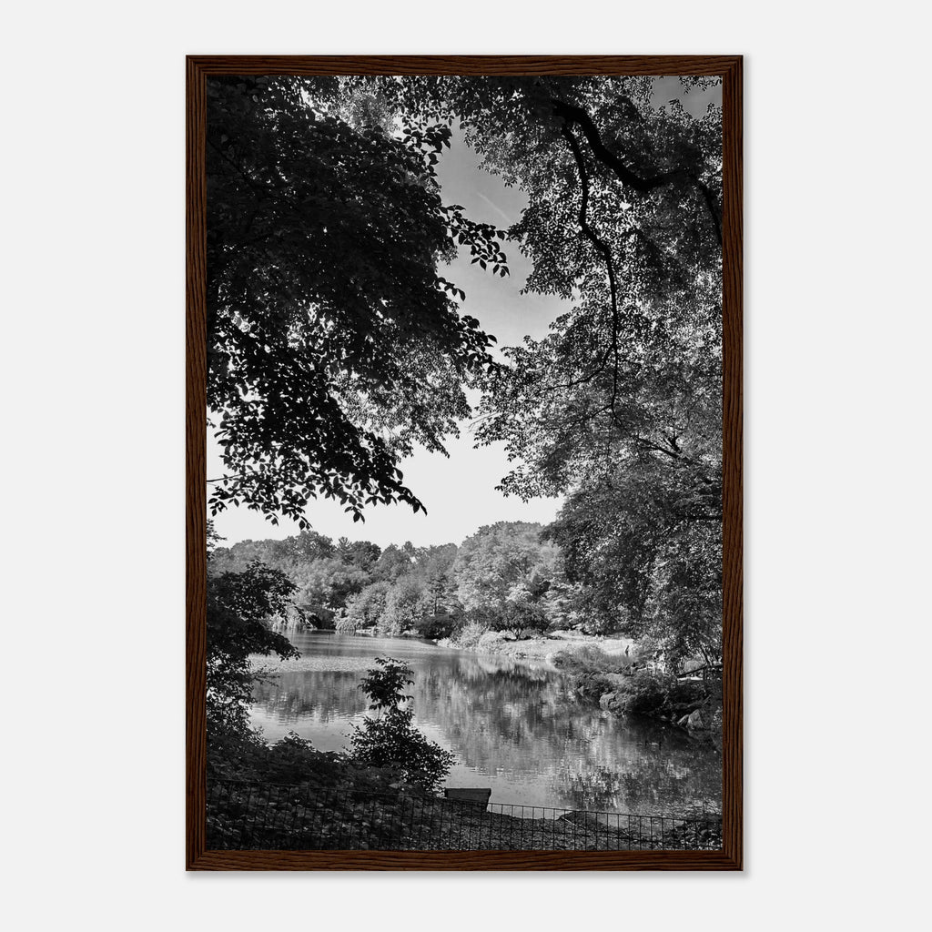 Black and white framed print of Upstate NY summer lake scene from the My Store travel collection, Studio Edition, Holiday 25 series.