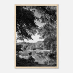Black and white framed poster of Upstate NY summer lake scene from the Studio Edition Travel Collection by My Store.