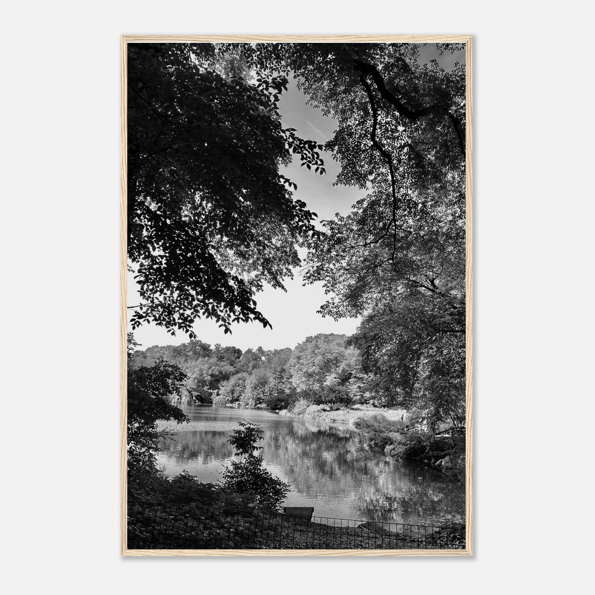 Framed black and white print of Upstate NY summer lake scene from My Store's travel collection, Studio Edition, holiday 25.