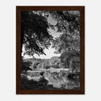 Black and white framed poster of a summer lake in Upstate NY, part of the My Store Travel Collection Studio Edition.