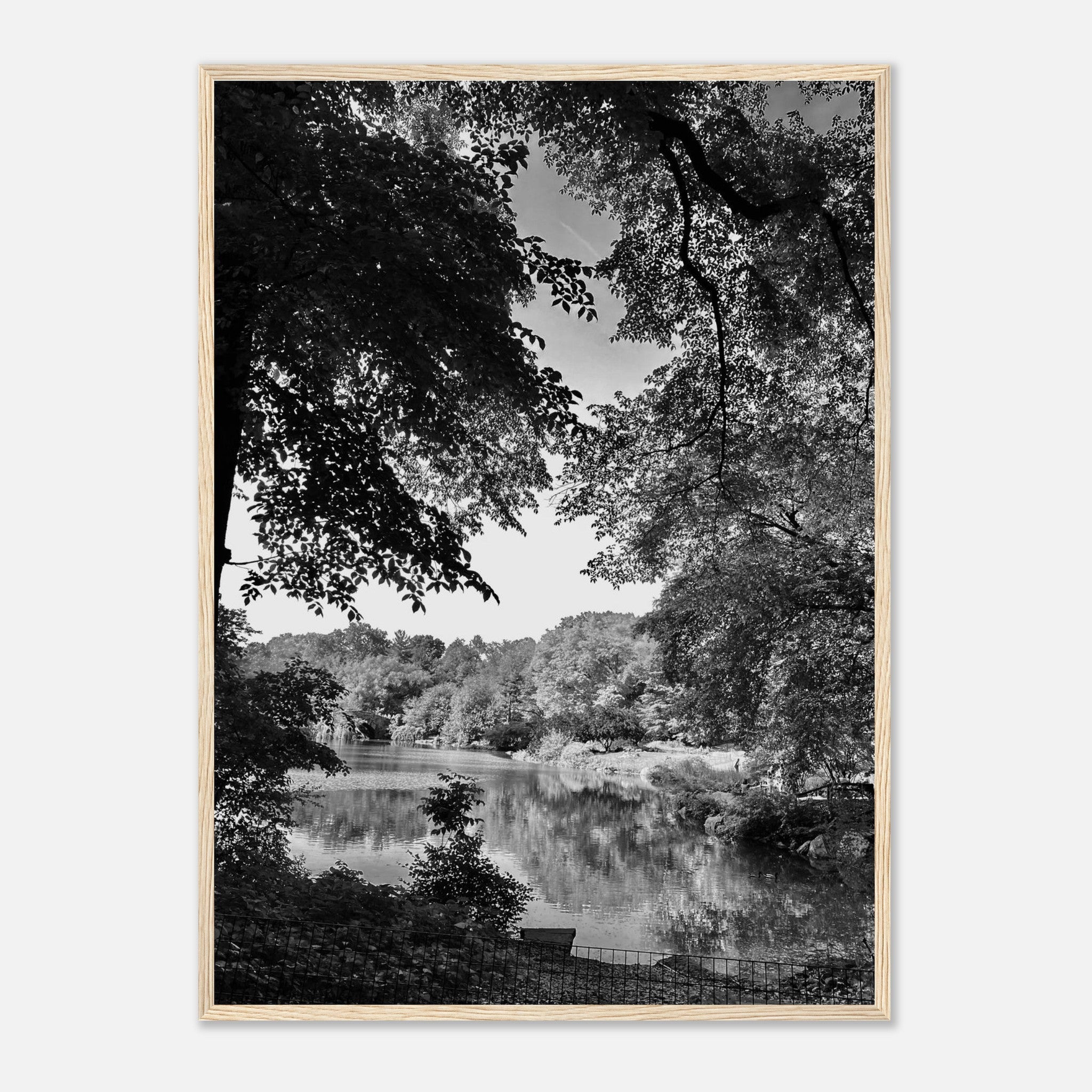Black and white framed print of a summer lake in Upstate NY from the My Store travel collection, Studio Edition Holiday 25.