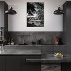 Black and white framed print of an Upstate NY summer lake scene from the My Store travel collection, studio edition.