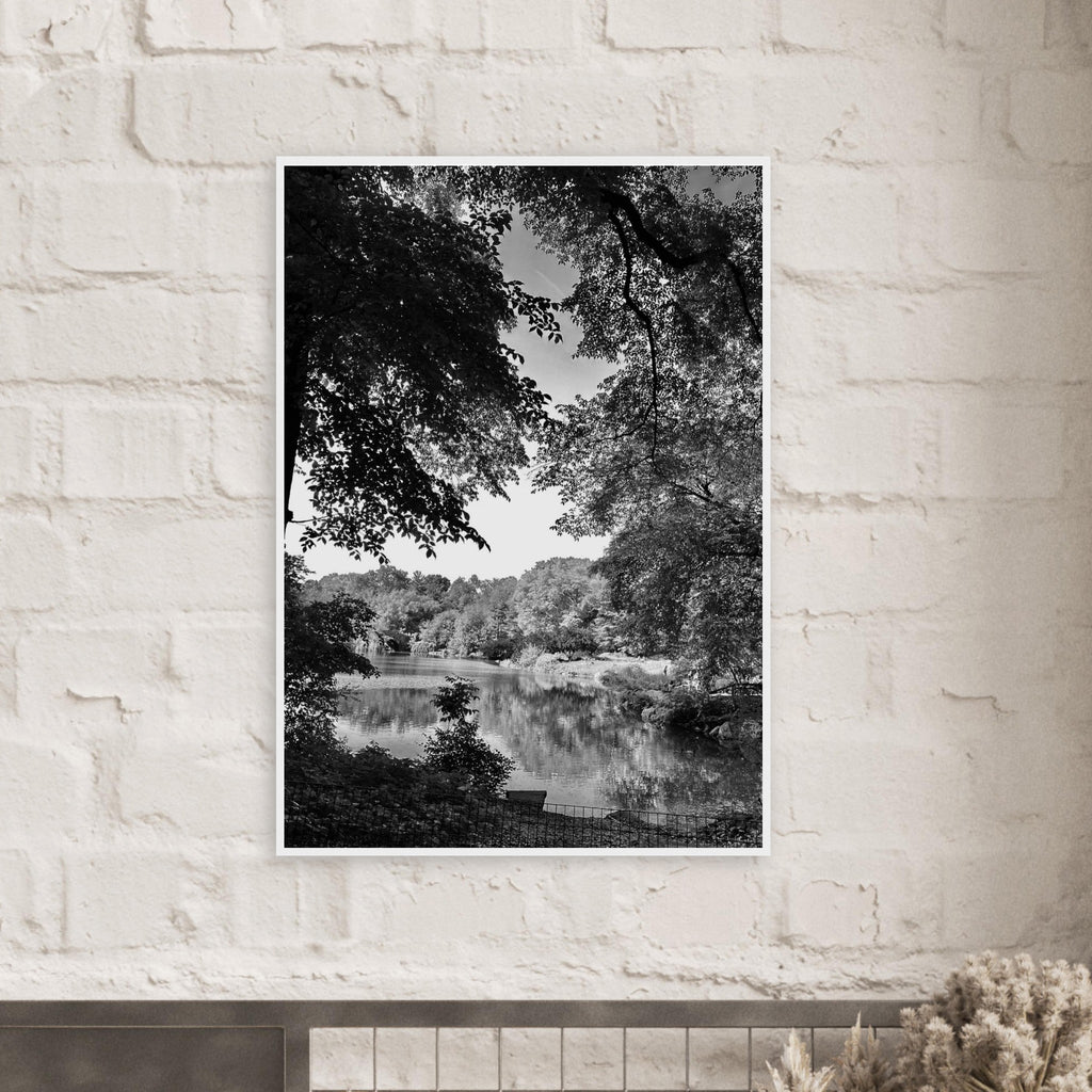Black and white framed print of Upstate NY summer lake scene from the Studio Edition Travel Collection by My Store.