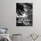 Black and white framed print of a summer lake in Upstate NY from the Travel Collection Studio Edition.
