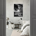 Black and white framed print of Upstate NY summer lake scene from the Travel Collection, Studio Edition, perfect for home decor.