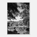 Black and white framed print of Upstate NY summer lake scene from My Store's Travel Collection, Studio Edition, 15x20 cm.