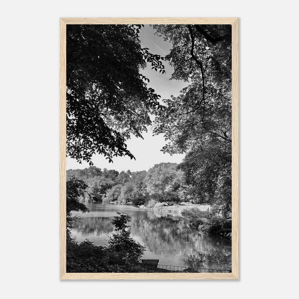 Black and white framed print of Upstate NY summer lake scene, 15x20 cm, part of the Studio Edition Travel Collection.