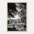 Black and white framed print of Upstate NY summer lake scene, 15x20 cm, part of the Studio Edition Travel Collection.