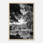 Black and white framed print of Upstate NY summer lake scene, 15x20 cm, part of the Studio Edition Travel Collection.