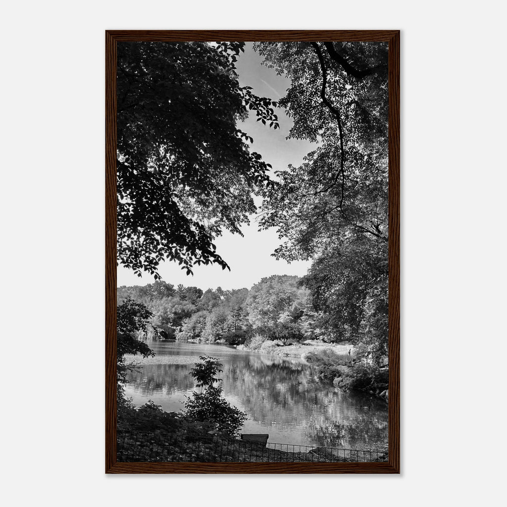 Framed black and white print of a summer lake scene from Upstate NY, part of the travel collection Studio Edition.