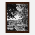 Framed print of Upstate NY Summer Lake scene from My Store's black and white travel collection, 15x20 cm with white frame.