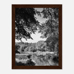 Framed print of Upstate NY Summer Lake scene from My Store's black and white travel collection, 15x20 cm with white frame.