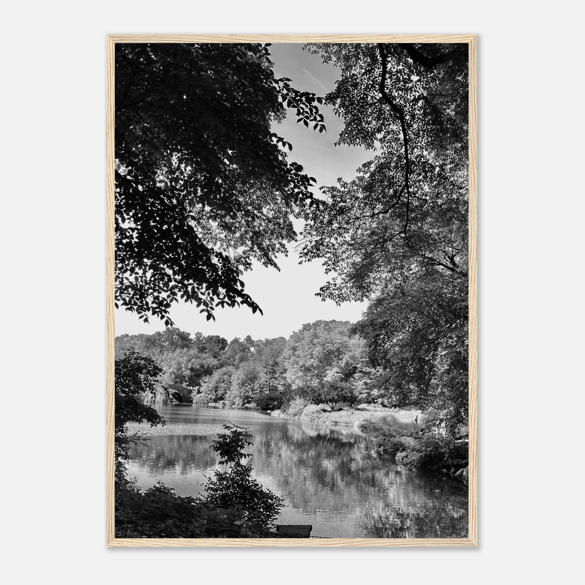 Framed black and white print of Upstate NY summer lake scene, part of the My Store Travel Collection Studio Edition.