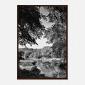 Black and white framed print of Upstate NY summer lake scene from My Store's travel collection, 15x20 cm print in a white frame.