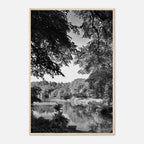 Black and white framed print of a summer lake scene in Upstate NY from the Studio Edition Travel Collection.