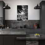 Black and white framed print of a summer lake scene in Upstate NY, part of the My Store Travel Collection Studio Edition.