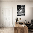 Black and white framed print of Upstate NY summer lake scene from My Store's travel collection, studio edition, holiday series.