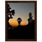 Framed print of Winter Sunset Laurel Canyon Hollywood Hills California poster art in white frame, 15x20 cm, studio edition.
