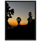 Framed print of a winter sunset over Laurel Canyon and Hollywood Hills, California poster art in a white 15x20 cm frame.