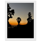 Framed print of Winter Sunset Laurel Canyon Hollywood Hills California poster art in a white 15x20cm frame.