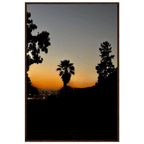 Framed print of Winter Sunset Laurel Canyon Hollywood Hills California poster art, 15x20cm with white frame, studio edition decor.