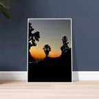 Framed print of Winter Sunset Laurel Canyon Hollywood Hills California poster art in a white 15x20 cm frame, studio edition.