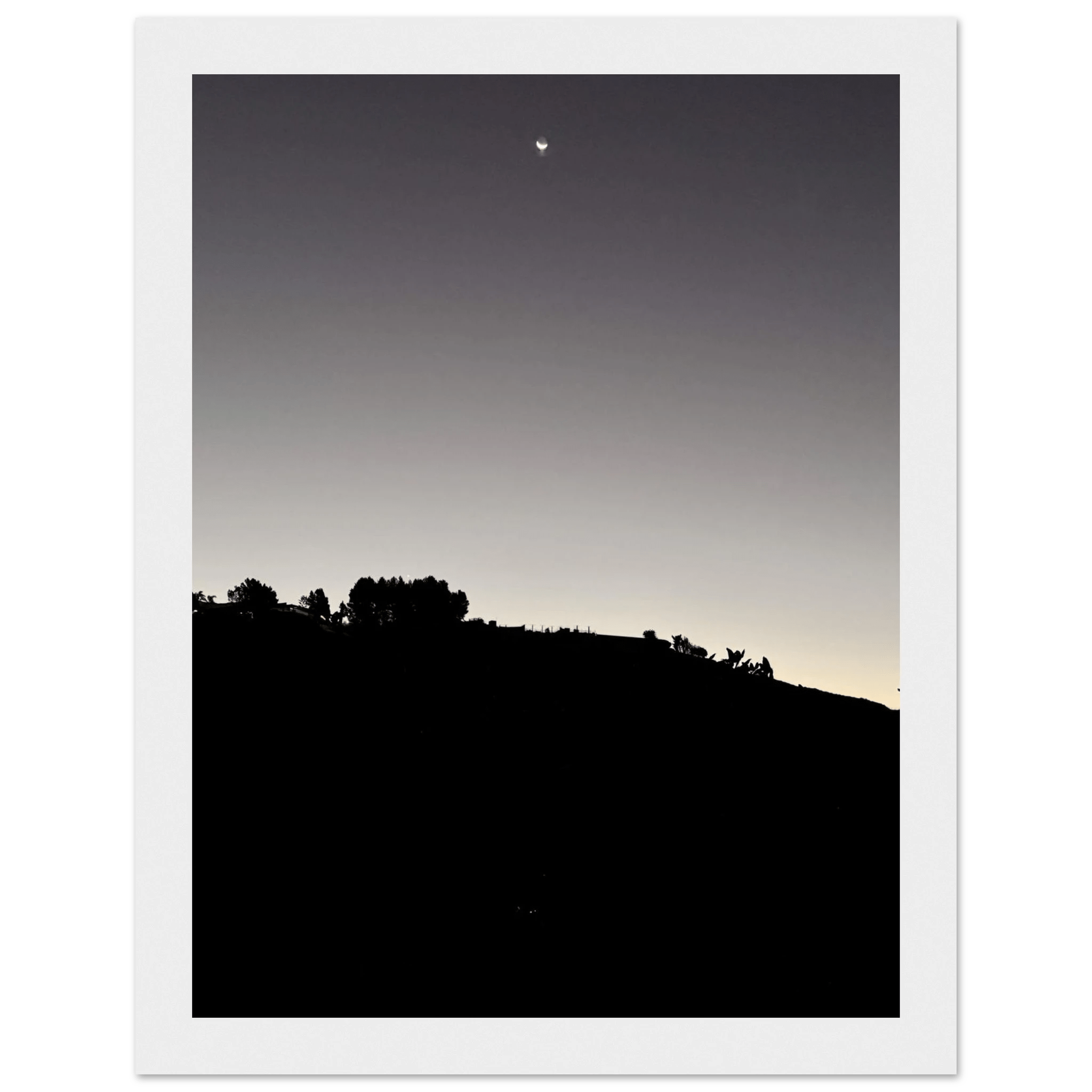 Wooden Framed Poster - Fall New Moon Hollywood Hills Black & White Series - CaliCuration