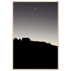 Wooden framed semi-glossy poster of Fall New Moon Hollywood Hills black and white series California art by Studio Edition.