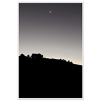 Wooden framed semi-glossy poster of fall New Moon Hollywood Hills in black and white California art series.