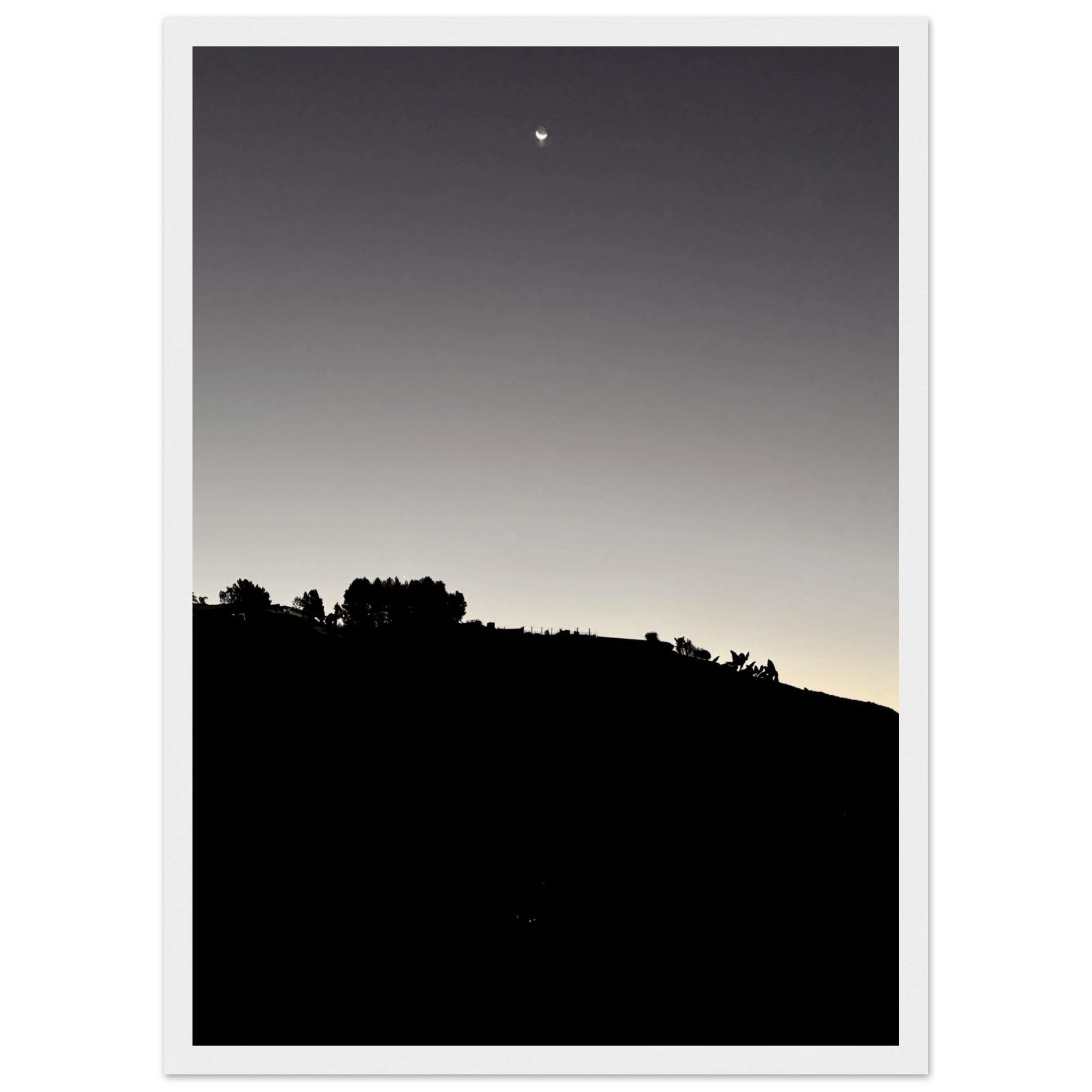Wooden Framed Poster - Fall New Moon Hollywood Hills Black & White Series - CaliCuration