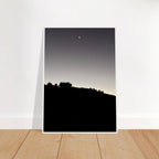 Wooden framed semi-glossy poster of Hollywood Hills in black and white from the Fall New Moon California series, studio edition.