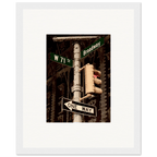 NYC Series framed poster featuring iconic street signs, urban decor print from My Store's Travel Collection in a white 8x10 frame.