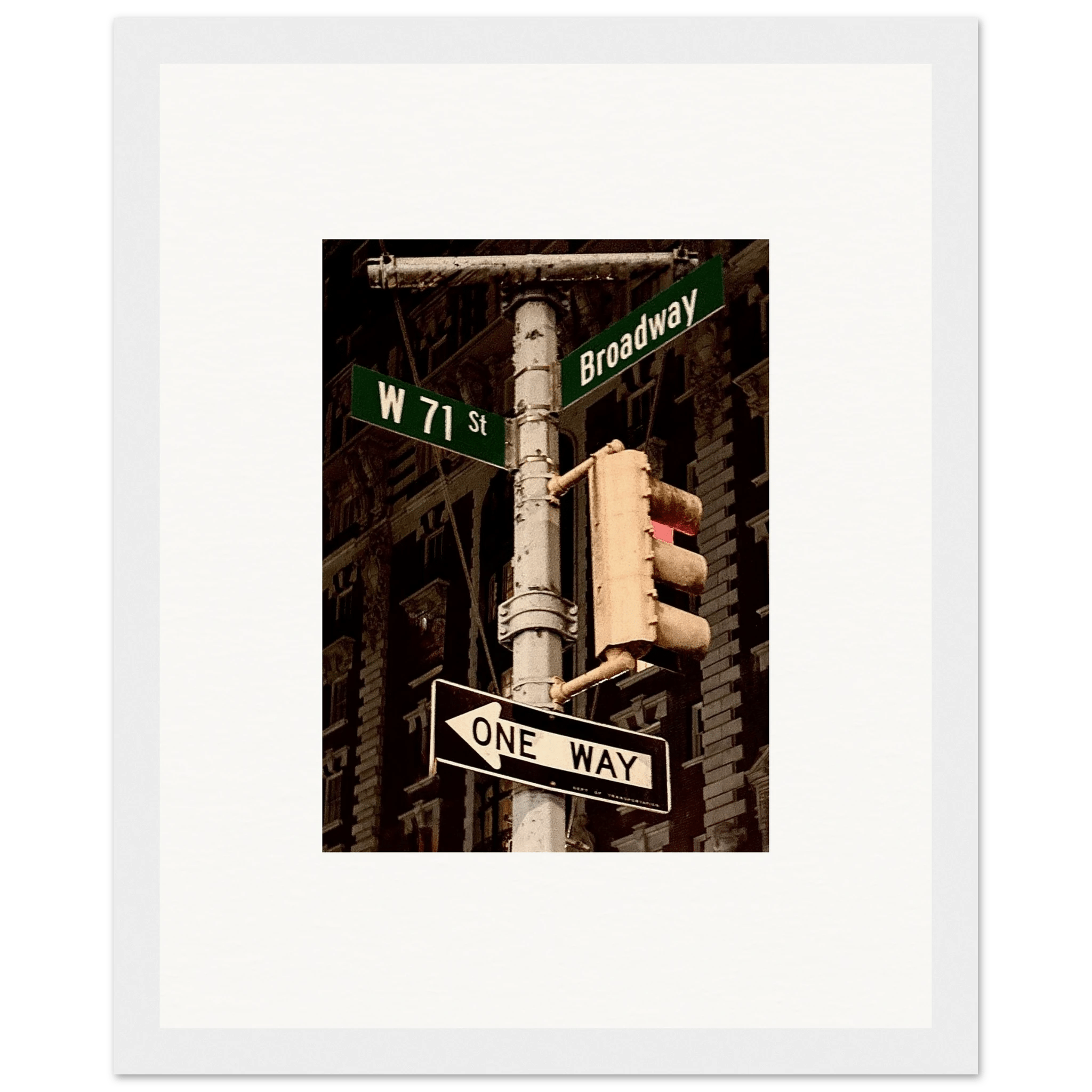 Framed NYC Series poster featuring iconic street signs and intersections, urban decor print from My Store's travel collection.