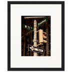 NYC Series framed poster featuring iconic street signs, urban decor print on white frame, part of the Studio Edition travel collection.