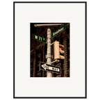 NYC Series framed poster featuring iconic street signs artwork, urban decor print in a white 8x10 inch frame.