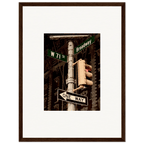 NYC Series framed poster featuring iconic street signs artwork, urban decor print with white frame, travel collection studio edition.