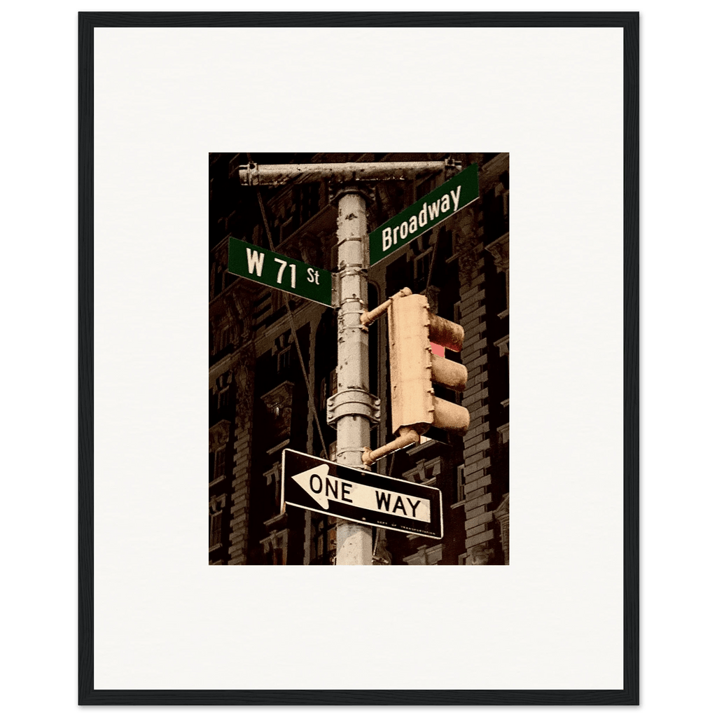 NYC Series framed poster featuring iconic street signs, urban decor print on high-quality material in a white frame.