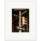 NYC Series framed poster featuring iconic street signs, urban decor print in a white 8x10-inch frame from the Studio Edition travel collection.